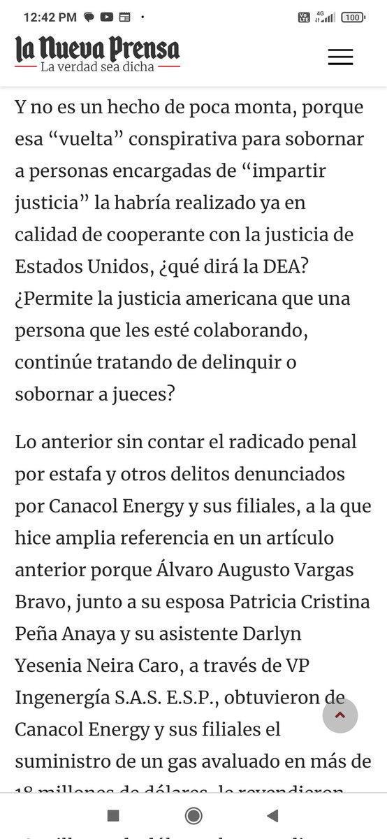 Cómo es la cosa que Vargas Bravo anda colaborando con la DEA?😳 Que favor necesitará? Que ha pasado con el dinero de Canacol Energy? Ni Tebsa ni Vargas Bravo responden?