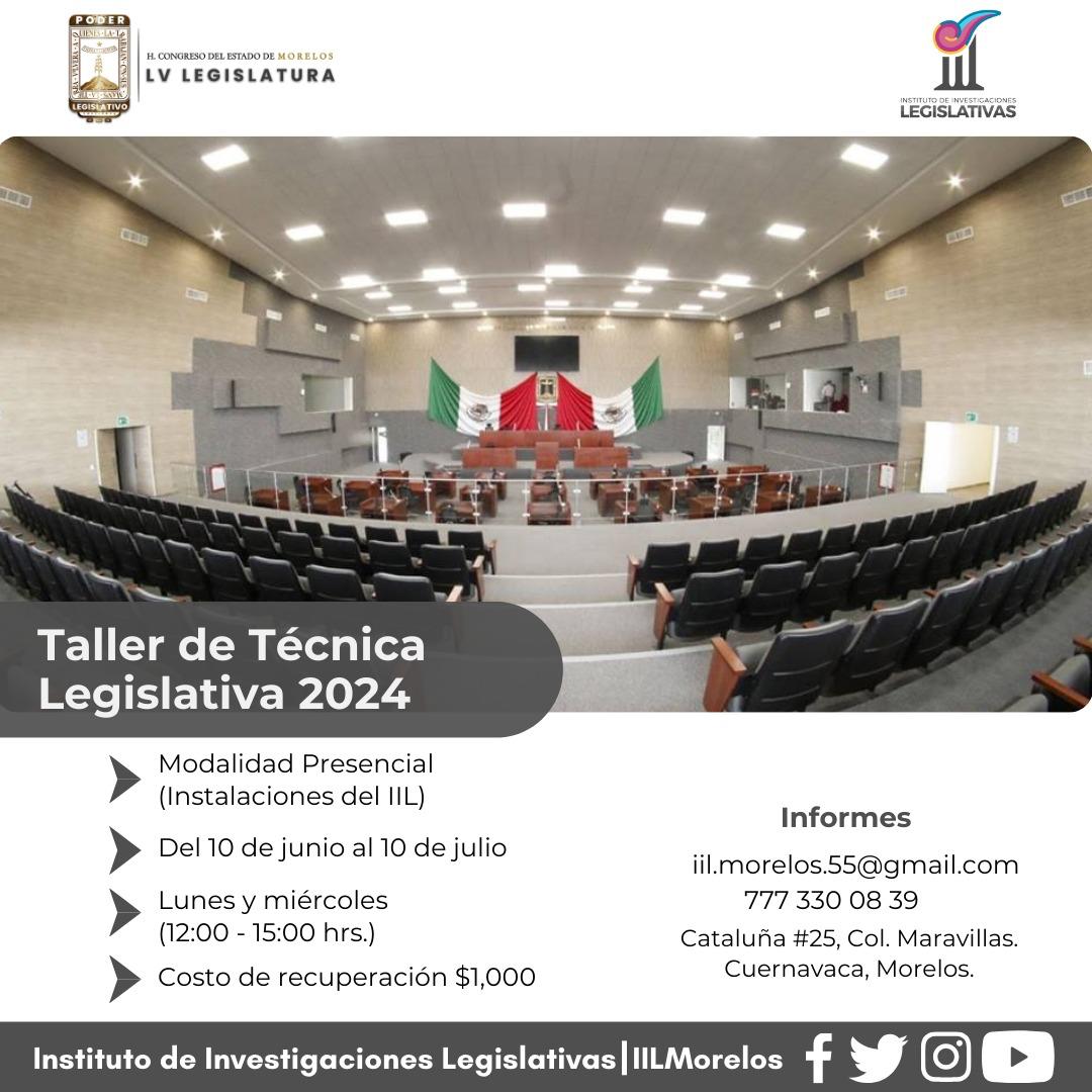 El Congreso del Estado de #Morelos @MorelosCongreso te invita al

Taller de Técnica Legislativa 2024, organizado por el Instituto de Investigaciones Legislativas @IILMorelos 

🗓️ Del 10 de junio al 10 de julio. 

@perezhabib
#AbriendoLaConversación