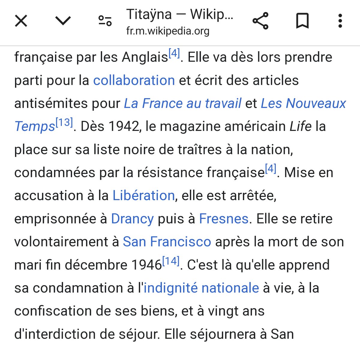 Intéressant : Titayna, grande reporter et star du journalisme français des années 30, qui interview ici Hitler, se révélera pendant la guerre une véritable collaboratrice et antisémite. Condamnée par la résistance, elle fut frappée d'indignité nationale. Cc @DariusRochebin 3/