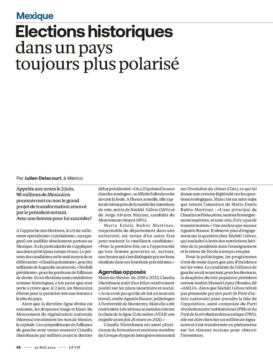 juliendlct's tweet photo. ⬇️"Elections historiques dans un #Mexique toujours plus polarisé"
Mes explications du contexte mexicain pour le média Le Vif https://t.co/BM410EMqTl