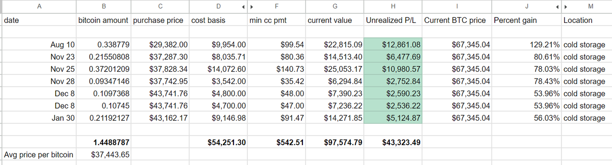 Here's the 6 month update on how maxing out 8 credit cards to buy bitcoin is going at a high level. You can check out the image of the spreadsheet where I'm tracking it for full details. I'll also post the tweet of the last update so you can see the change in time. Lastly