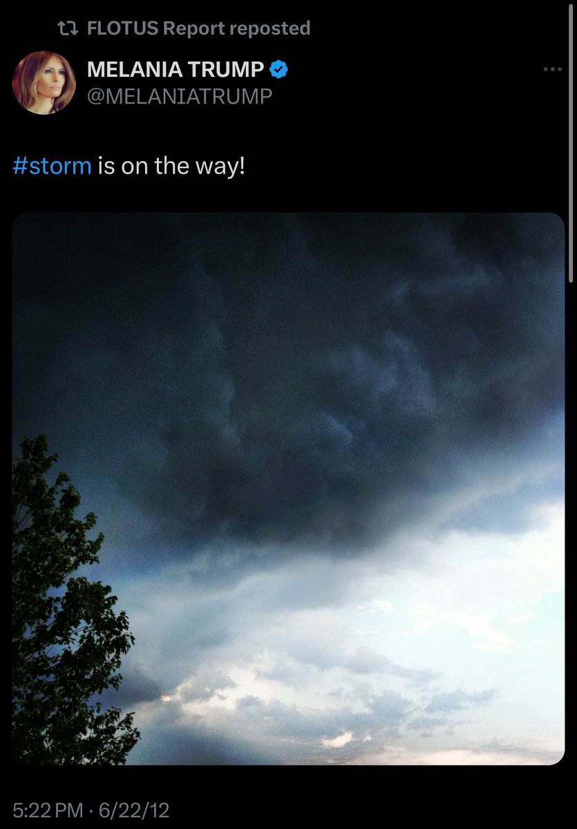 Melania posted “Retribution is coming” this morning at 9:11am and then reposted the Storm post after from 2012!!