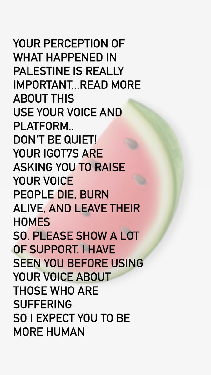 wanglightyear's tweet photo. To the @GOT7 members:  

@jaybnow_hr @marktuan @JacksonWang852 @JINYOUNG @ChoiArs_YJ @BamBam1A @yugyeom 

Please hear us 💚

#SpeakUpGot7
#GOT7WithPalestine https://t.co/MDp6uoJbUI