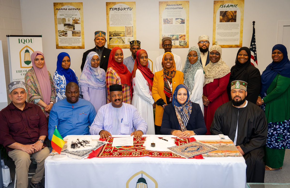 IQOUCollege's tweet photo. On May 27, 2024 IQOU Theological College and the Mamma Haidara Commemorative Library of Timbuktu signed a Memorandum of Understanding (MOU) that includes the loaning of ancient manuscripts to the college.

To learn more visit: https://t.co/9TqS1OpaDi

https://t.co/OhMPDXjn1Q https://t.co/NZvpiKUGsx