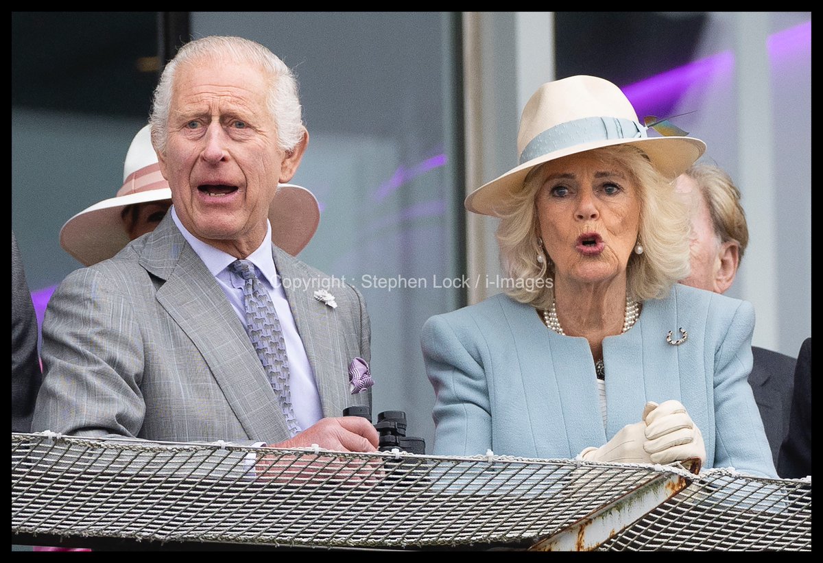 Stephen Lock's picture of King Charles and Queen Camilla at  the Epsom Derby Festival Ladies Day #Royals #QueenCamilla #KingCharles  #RoyalFamily