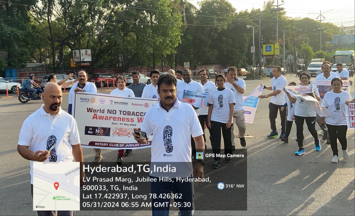drschetankumar's tweet image. #TobaccoExposed #walkathon # Anti tobacco walk Rotary club of Jubliee hills ida deccan branch 
Malla reddy institute of Dental sciences 31 May 2024 kbr park banjara hills Dr Rajesh Reddy TSdc president and MLA nagarkurnool Was the chief guest