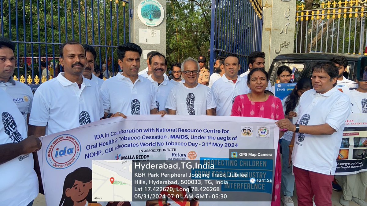drschetankumar's tweet image. #TobaccoExposed #walkathon # Anti tobacco walk Rotary club of Jubliee hills ida deccan branch 
Malla reddy institute of Dental sciences 31 May 2024 kbr park banjara hills Dr Rajesh Reddy TSdc president and MLA nagarkurnool Was the chief guest