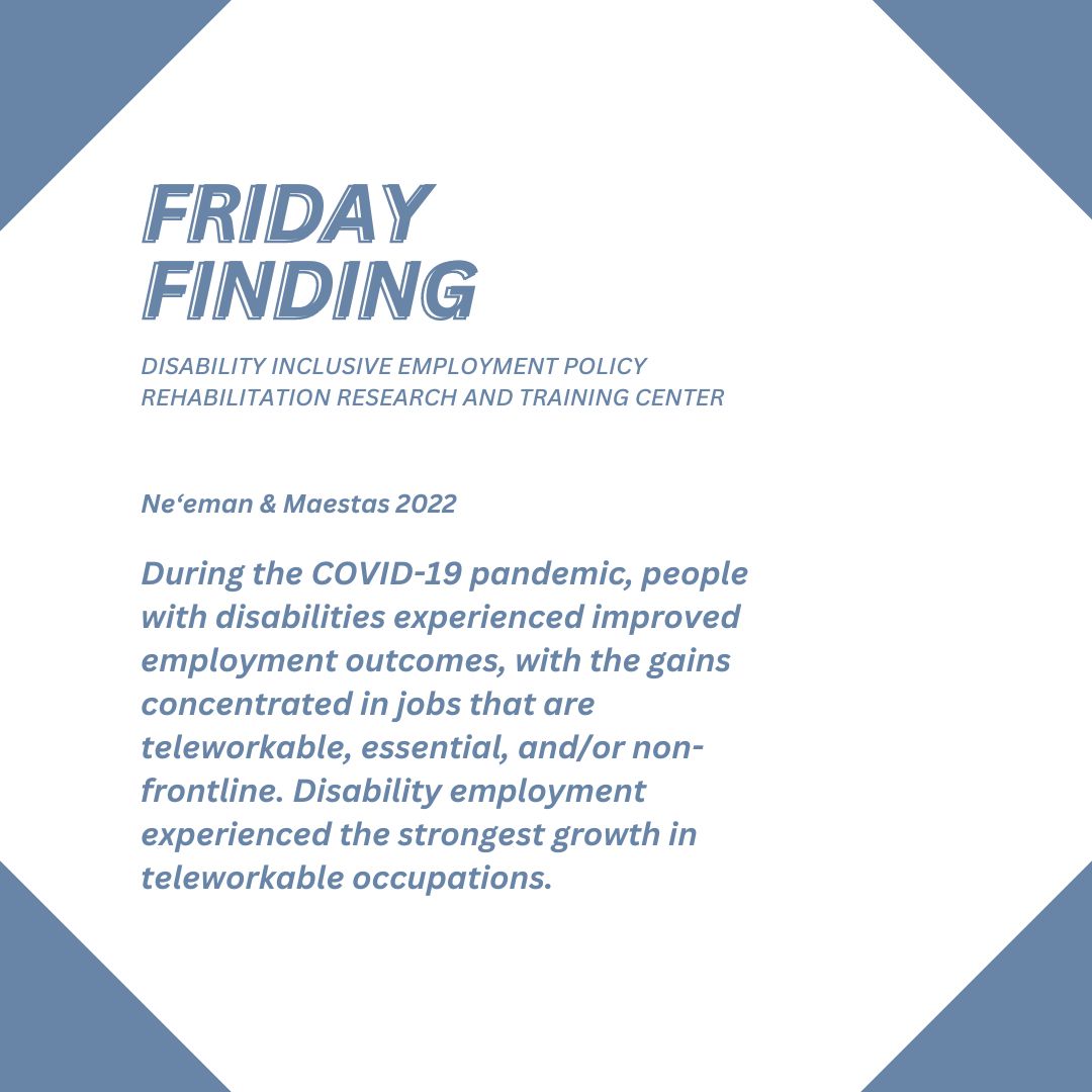 dieprrtc's tweet image. For people with disabilities, expanded remote work often means more opprotunities to work. Learn more on our website.

disabilityinclusiveemployment.org/diep_rrtc_rese…