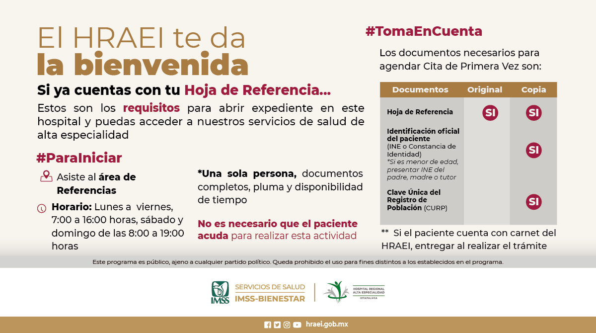 HRAEIxtapaluca's tweet photo. #MiReferencia
Conoce los #requisitos para abrir tu #expediente en el #HRAEI https://t.co/mMBT6IhKFu