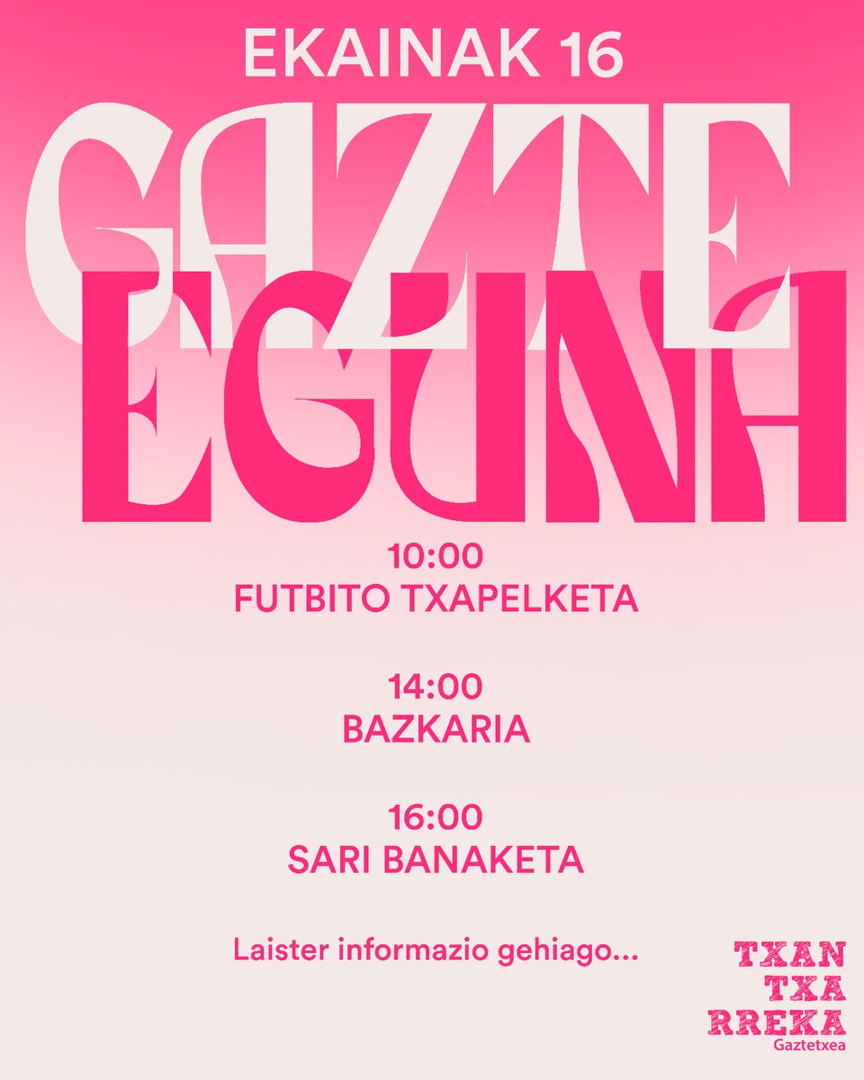 Ekainaren 16an gazte eguna egingo degu. Goizean futbito txapelketa egongo da, ondoren bazkaria eta adi egon hurrengo egunetan sare sozialetara!!
