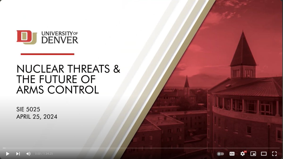 It was fantastic being on this panel on Nuclear Threats & Arms Control with Profs. Matt Fuhrmann (@McFuhrmann), Scott Sagan (@StanfordCISAC) & Marie Berry (@MarieeBerry) organized by the @Sie_Center & @WorldDenver last month! The video recording is here: tinyurl.com/325wvfz7