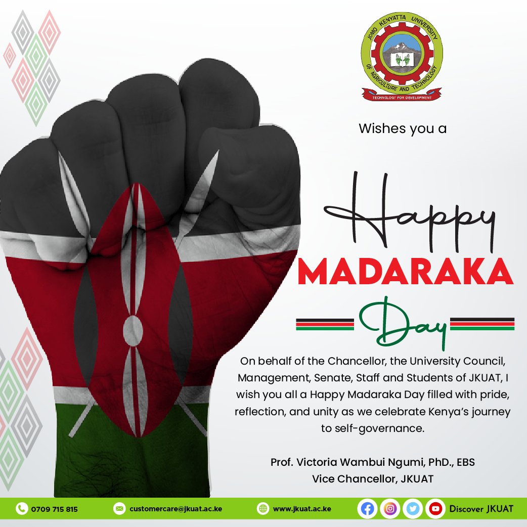 Happy Madaraka Day!!! @JKUAT_TVET @jkuatMsa @karen_jkuat @JkuatNcbd #JKUATPAUGrad2024