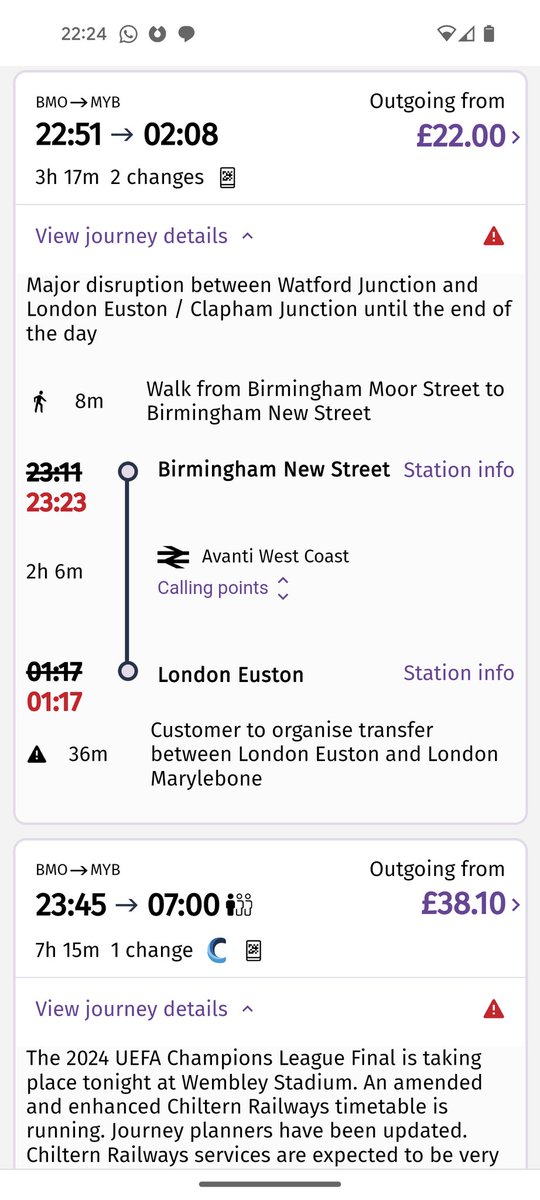 agrynham's tweet photo. @AvantiWestCoast @chilternrailway @EastMidRailway @LNER This is what both websites say. Am I doing something wrong? https://t.co/kRWZjXVWx7