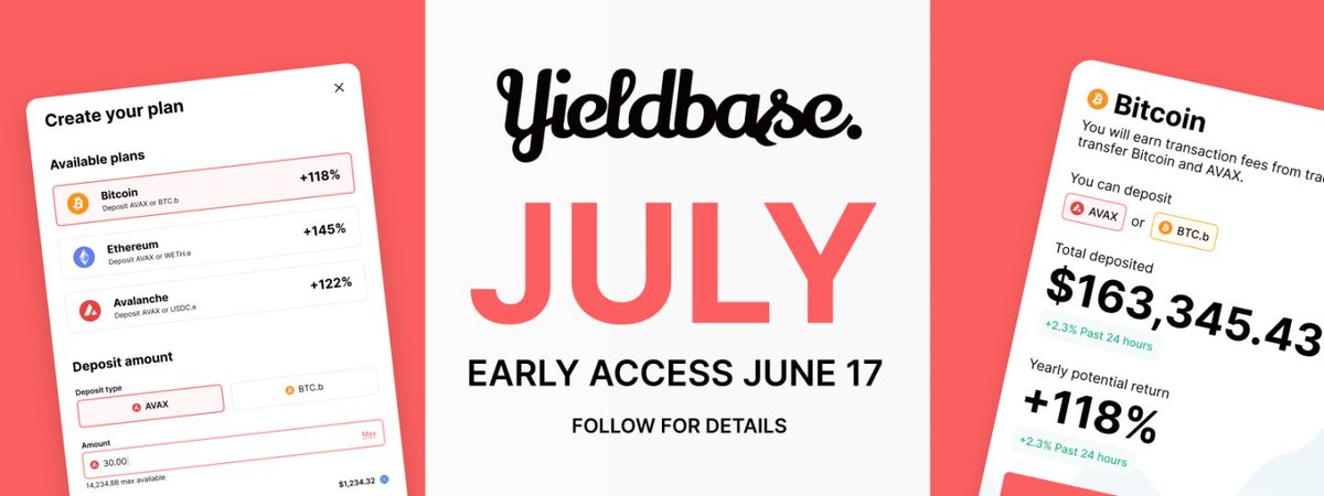 Sneak peek at what's coming in July..

YieldBase - Real Yield in DeFi simplified.  Early Access June 17th.

Follow now for updates and a chance to be among the first users   #DeFi #YieldFarming #Liquiditymining