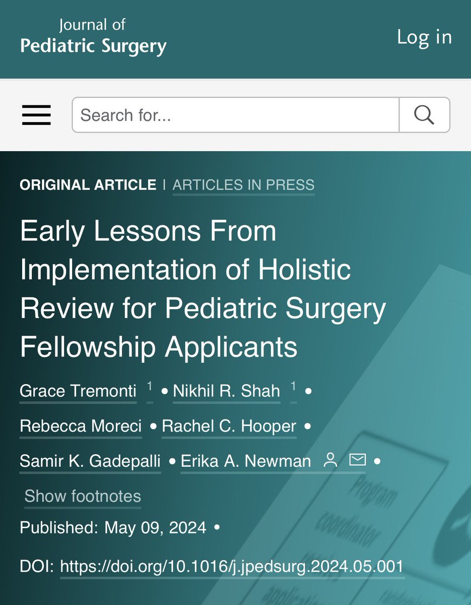 Nikhil Shah, MD (@nikhilshah_md) on Twitter photo Workforce diversification in pediatric surgery requires SYSTEMIC change. Holistic review of fellowship applicants ⬆️ %URiM offered interviews without a ⬇️ in caliber of interviewees.
Incredible work from an incredible team <a href="/UMPedsSurg/">UM Pediatric Surgery</a> 〽️
jpedsurg.org/article/S0022-… via <a href="/jpedsurg/">jpedsurg</a> Workforce diversification in pediatric surgery requires SYSTEMIC change. Holistic review of fellowship applicants ⬆️ %URiM offered interviews without a ⬇️ in caliber of interviewees.
Incredible work from an incredible team <a href="/UMPedsSurg/">UM Pediatric Surgery</a> 〽️
jpedsurg.org/article/S0022-… via <a href="/jpedsurg/">jpedsurg</a>