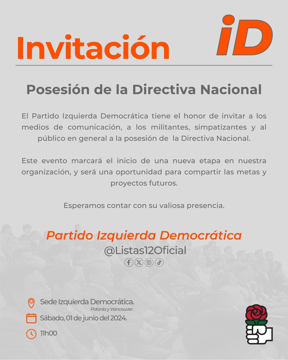 Invitamos a este gran evento de unidad por la democracia del país.