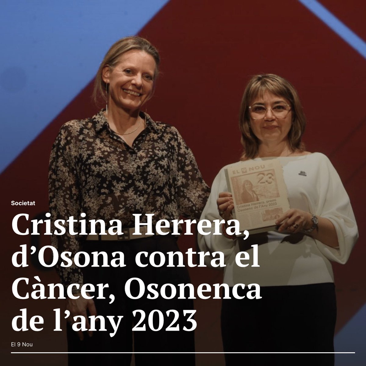 osonacc1's tweet photo. 🟣 Cristina Herrera, d’Osona contra el Càncer, Osonenca de l’any 2023

El guardó s’ha proclamat aquest divendres a la nit en una gala des del teatre Àngel Guimerà de Santa Eugènia de Berga

+ info https://t.co/hkC7PL3cyR https://t.co/wJu11Cjq3S