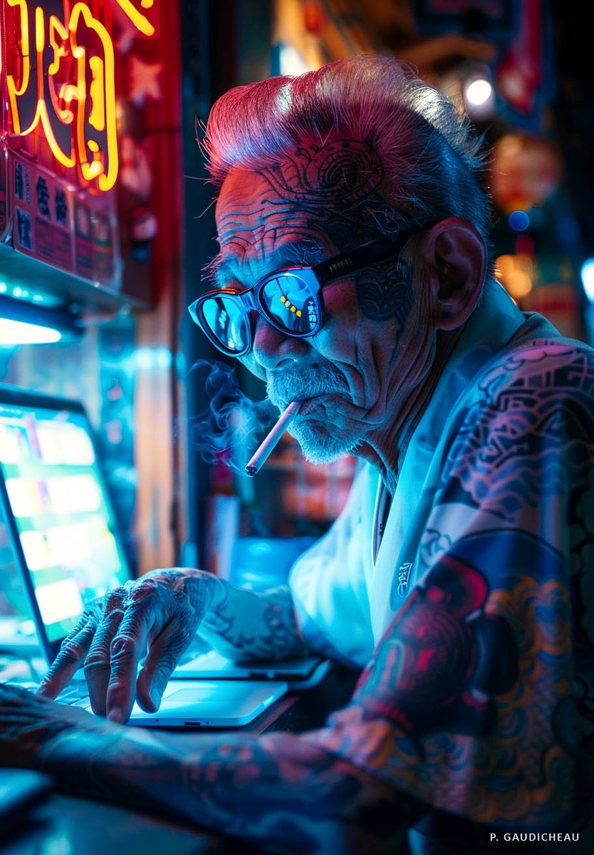 PatriceGaudi's tweet image. Cyberpunk Code Deity

#CyberDeity #CodeMaster #TechTattoos #NeonCoder #PunkProgrammer #Tokyo #MidJourneyV6 #AiGenerated #Ai