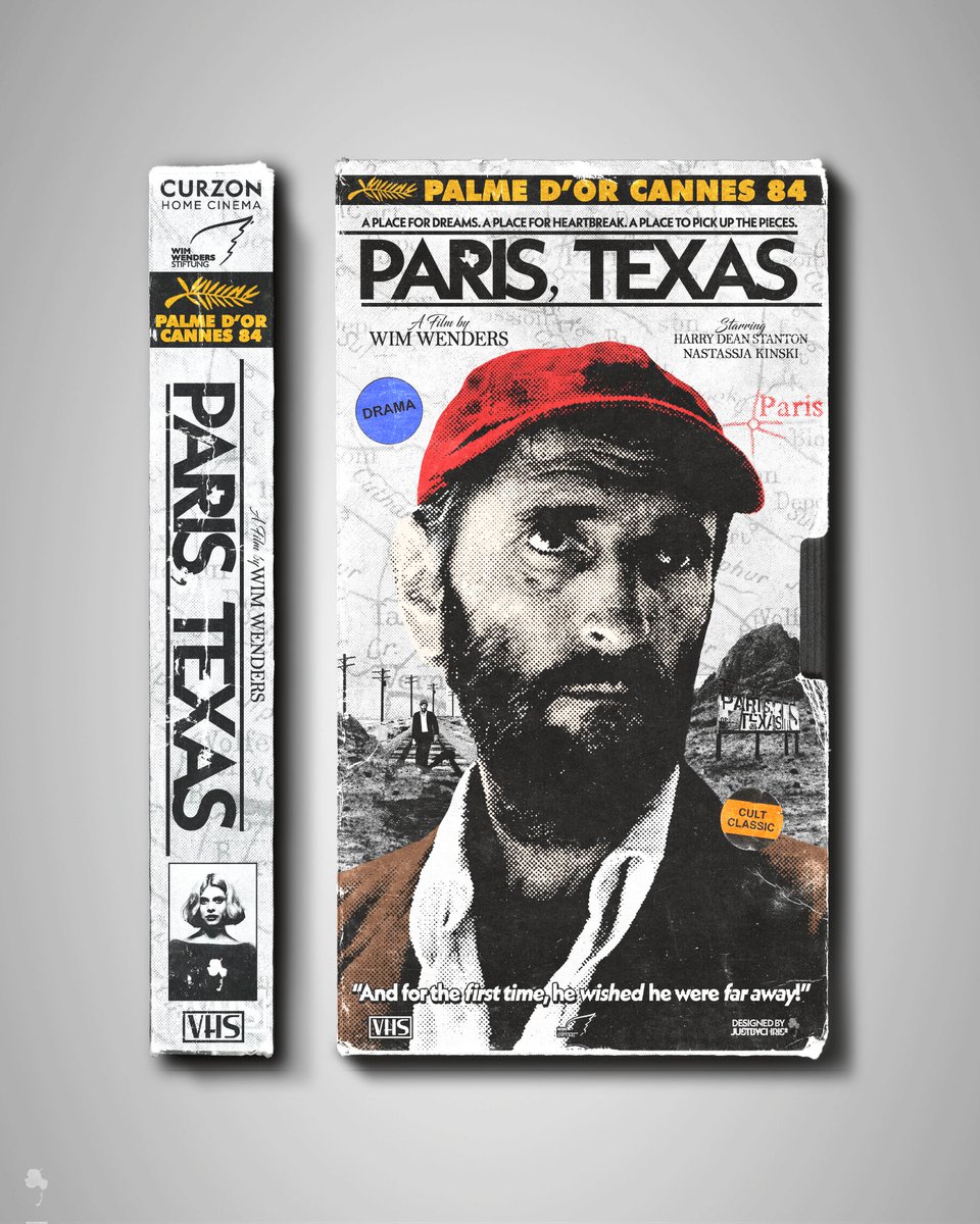justbychris's tweet photo. 𝐏𝐀𝐑𝐈𝐒, 𝐓𝐄𝐗𝐀𝐒 | 𝘝𝘏𝘚 𝘗𝘰𝘴𝘵𝘦𝘳 𝘋𝘦𝘴𝘪𝘨𝘯 

*Paris, Texas by Wim Wenders reimagined as an retro VHS tape. 

#paristexas #wimwenders #cannes #cannesfilmfestival #poster #posterdesign #graphicdesign #graphicart #keyar #cannesclassics #PalmedOr #vhs #retro #80s https://t.co/688alErwYJ