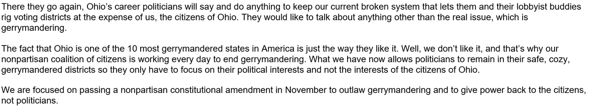 Former Ohio Supreme Court Chief Justice Maureen O'Connor has issued a statement about the new law restricting ballot campaigns by banning foreign contributions. The law is targeting a group that is funding the redistricting reform campaign O'Connor is helping lead.