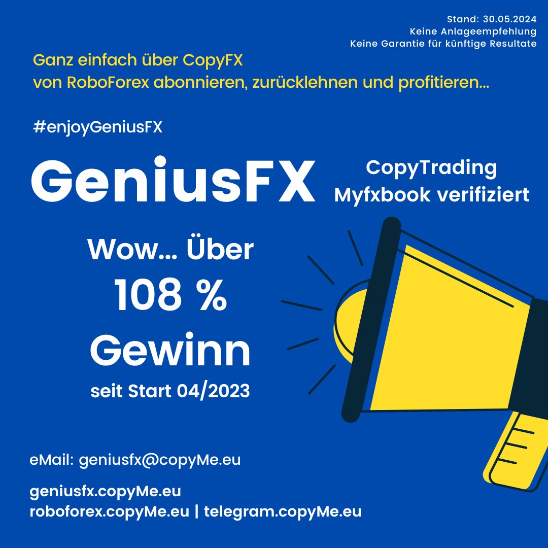 ▶️ copyMe.eu 💯

#cfd #copyfx #copymarkets #copytrading #enjoyGeniusFX #forex #fx #GeniusFX #happytrading #mirrortrading #roboforex #robomarkets #robomarketspro #socialtrading #tommunich #trading