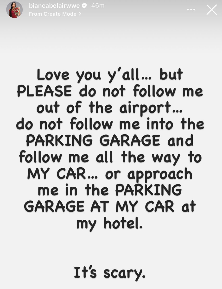 WrestleOps's tweet photo. Bianca Belair urges people to not follow her out of the airport. https://t.co/nhONLiB8LQ