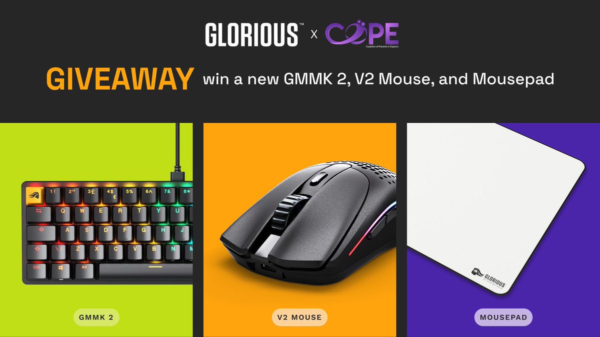Glorious x <a href="/COPEgg/">COPE</a> Peripheral Giveaway 💫

It's the perfect time to get some new peripherals 😏

Instructions 👇
✅Follow <a href="/Glorious/">GLORIOUS</a> &amp; <a href="/COPEgg/">COPE</a>
✅Like &amp; RT
✅Tag 2 Friends

Giveaway Ends 6/3 🚨