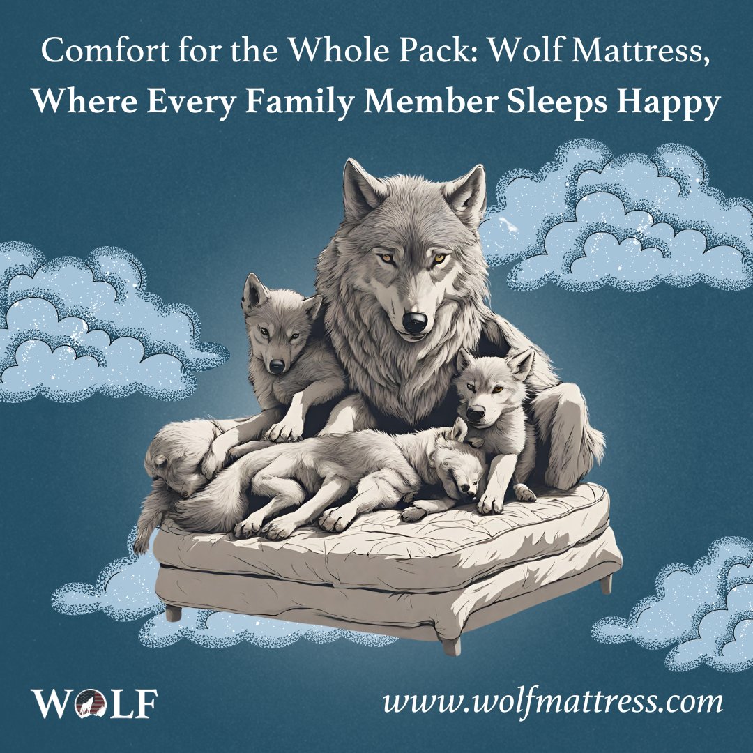 🐺✨ Whether it's parents, kids, or even pets, our mattresses ensure everyone sleeps happily. Say goodbye to restless nights and hello to family bliss. Discover the ultimate sleep experience with Wolf Mattress - wolfmattress.com #WolfMattress #MadeInTheUSA #Mattress