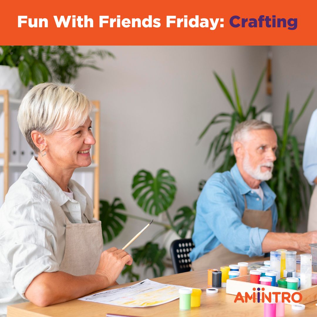 🧶 Fun With Friends Friday: Crafting 🧶

Examples of crafting include crocheting, painting, colouring, knitting, and many more. 🙌

Create an account today and explore the best of life after 50 at app.amintro.com/Account/Regist…!
⁠
#amintrofriends #amintro #funwithfriendsfriday