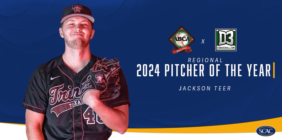 SCAC_Sports's tweet photo. Trinity's Teer Named Pitcher of the Year by https://t.co/4d7yOOzrcU 

🗞️| https://t.co/VwF5x9iJer 

#SCACPride #d3baseball https://t.co/43aUrTAsww