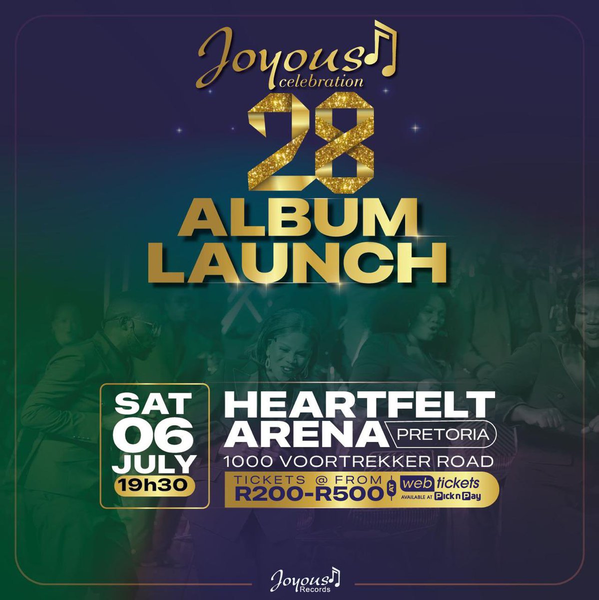 And TICKETS to #JoyousCelebration28 Album Launch are officially LIVE,

💚💜💙 Our tickets are only SOLD at Webtickets or PickNPay ‼️

🎫webtickets.co.za/v2/Event.aspx?…

🚨PLEASE AVOID BUYING TICKETS THROUGH THIRDPARTY WEBSITES🚨