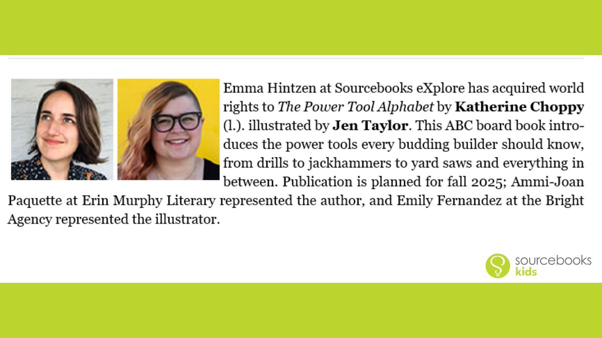 Congratulations to author Katherine Choppy and illustrator Jen Taylor for their upcoming picture book The Power Tool Alphabet! 🧰 Coming Fall 2025! #kidlit