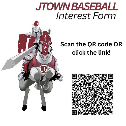 JTown_Baseball's tweet photo. Interested in playing baseball? Fill out this form! ⚔️

https://t.co/cW7ub6Bb0Y https://t.co/FFgAMgFjGH