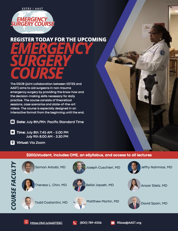 docmartin22's tweet photo. Looking forward to the next @traumadoctors and @estesonline Emergency Surgery Course, July 8-9. Registration open now! https://t.co/0Rd2p1vcg0