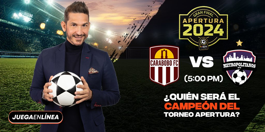 JuegaEnLinea's tweet image. #LigaFUTVE

¿Quién será el campeón del Torneo Apertura de la Liga FUTVE 2024?

#Carabobo 🆚 #Metropolitanos

🇻🇪🏆Condiciones🇻🇪🏆

Dar RT➕MeGusta
✅Comentar pronostico y usuario activo
1⃣ comentario por usuario
2⃣0⃣0⃣💲 a repartir entre 🔟 ganadores
Válido hasta las: 5PM