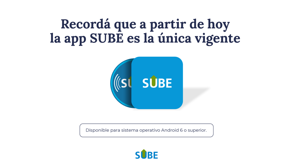TarjetaSUBEok's tweet photo. A partir de hoy la #appSUBE es la única vigente ✅
¡La manera más fácil de gestionar tu #SUBE desde el celular! 😉
Descargala y facilitá tu manera de viajar 👉 https://t.co/k8gxr1hWqt
· Disponible para Android 6 o superior.
· Algunas funciones requieren tecnología NFC. https://t.co/gTuPiZEGhI
