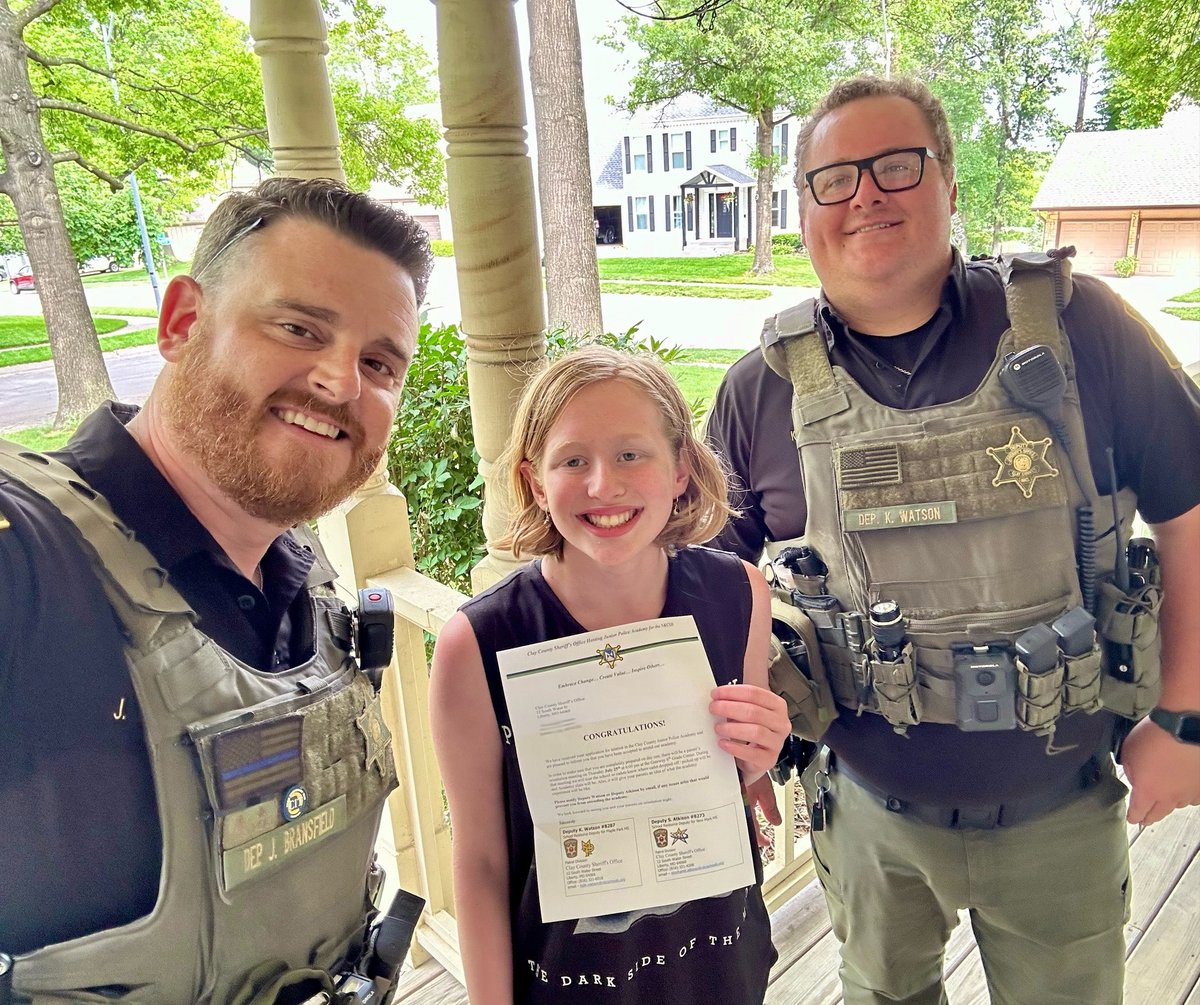 Yesterday, several of our School Resource Deputies delivered letters of acceptance to @NKCSchools middle school students who had applied to be part of our Junior Police Academy in July. We can't wait to work with these awesome young people!