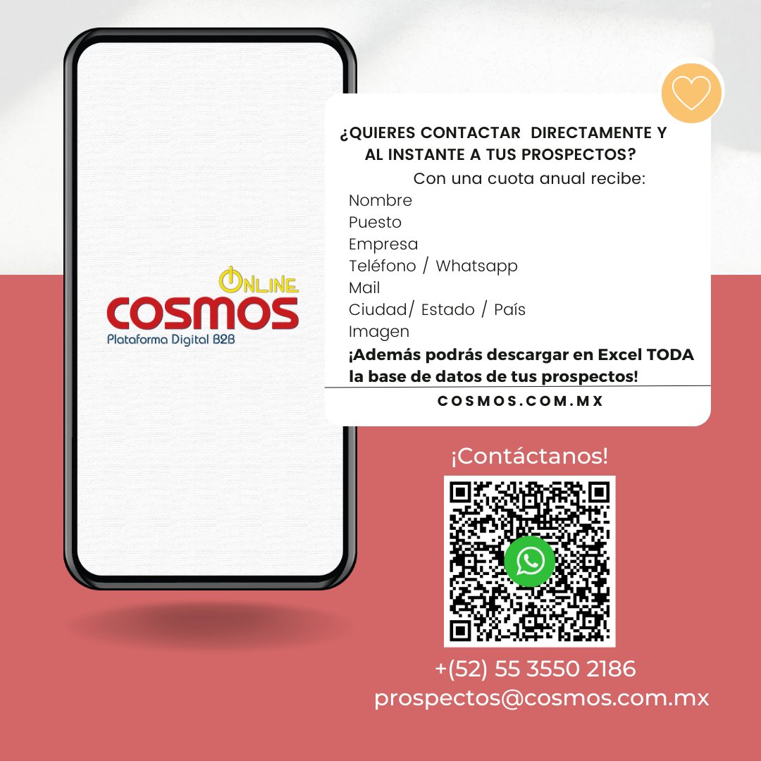 CosmosOnlineB2B's tweet image. ¡Llega a tu mercado meta! Contáctanos y recibe asesoría para que tu empresa se posicione y consigas concretar tus ventas🤩
👉cosmos.com.mx/empresas-regis…