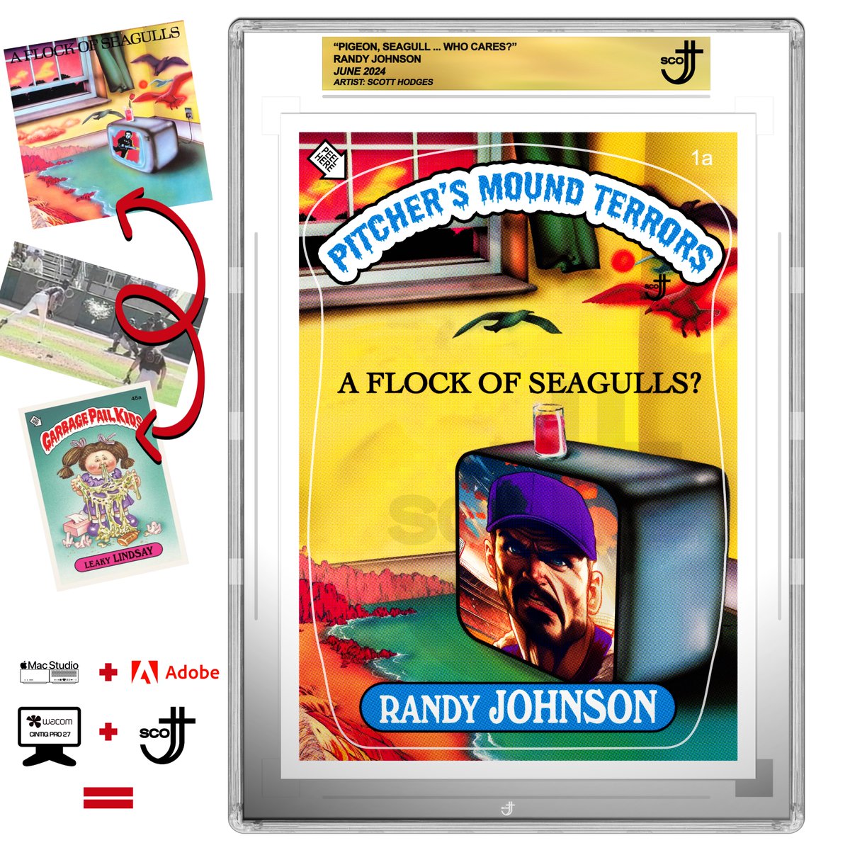 How can you not love Randy Johnson ? (unless you are a bird) Flock of Seagulls have a couple of cool songs too! Another warped one from my head, hope it brings some levity to your day! If you are one of those people who gets upset about exploding birds...sorry. #cardart