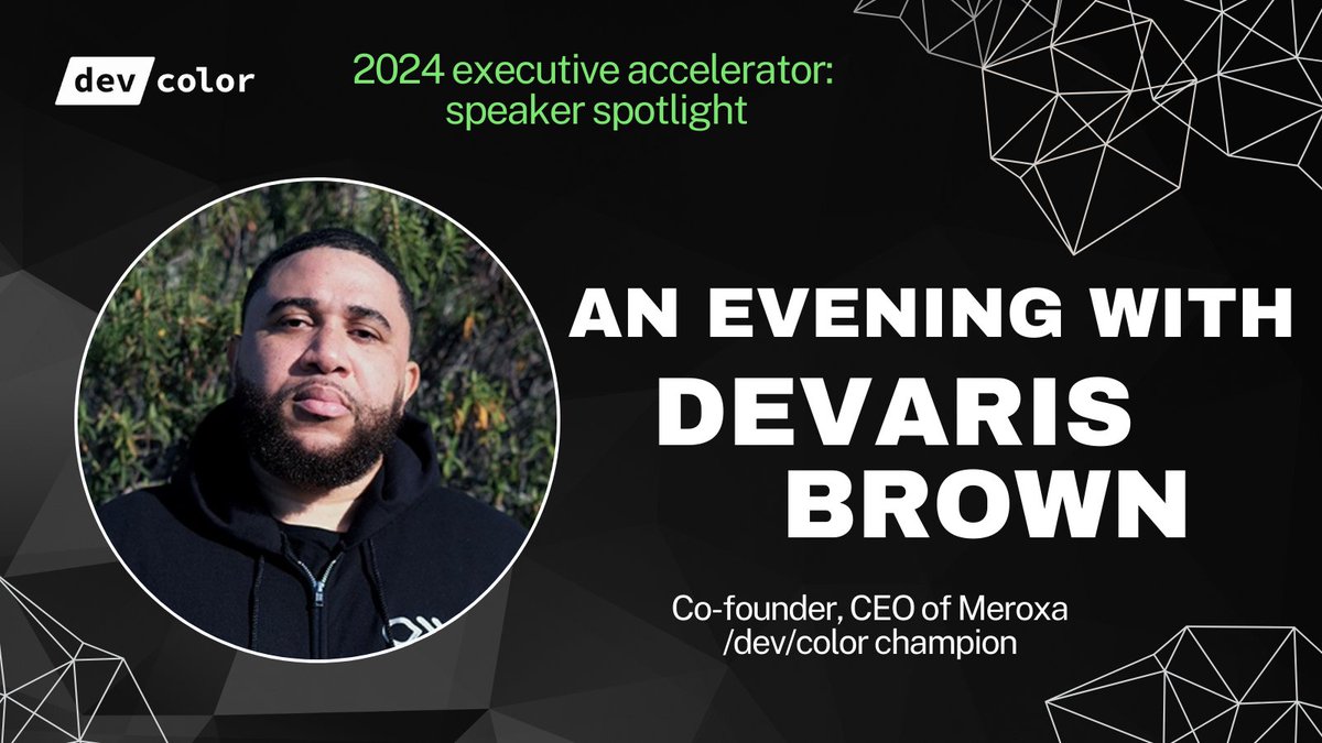 Thank you to DeVaris Brown, co-founder and CEO of Meroxa, for kicking off our Executive Accelerator program with 🔥 insights this week! In intimate conversation with our 11 leaders, he dropped gems on crafting a dream role &amp; building your brand. #techforgood #executives #devcolor