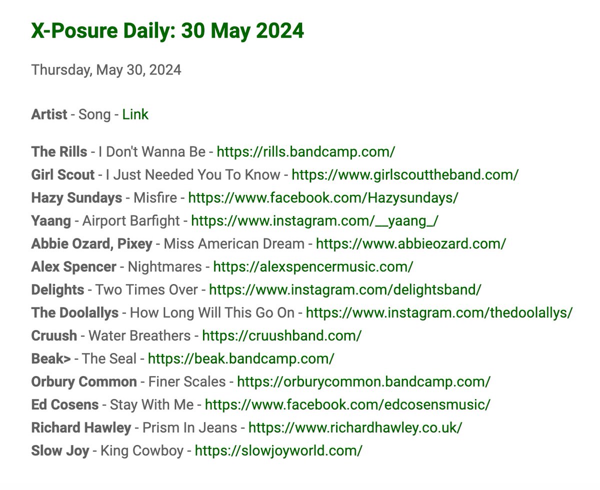 Have you been getting your X-Posure Daily? 4 days worth ready for you <a href="/GlobalPlayer/">Global Player</a> <a href="/RadioX/">Radio X</a> right now! 4 hours of exhilarating &amp; beautiful new music! From <a href="/BeakBristol/">BEAK</a> to @RuncornPlan &amp; more! It's good for you! Spread the word! 
😃🔥💚💪💃🕺🍏🍎🥦🫛🥕
globalplayer.com/catchup/radiox…