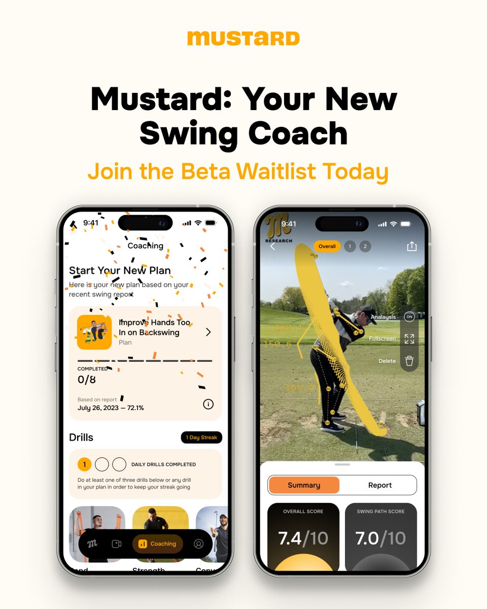 #MustardGolf is coming soon! Register for beta today for elite, personalized coaching from the best in the game! bit.ly/MSTRDTWgolfbeta