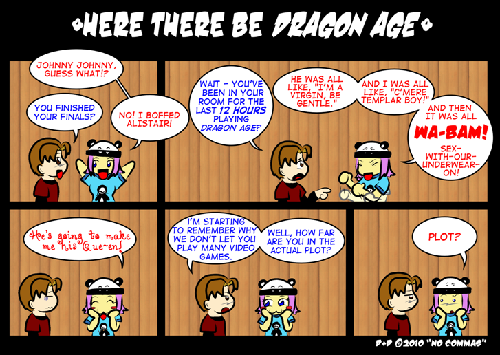 Dragon_Age_Fans's tweet photo. DA funnies from back in the day....      I’ll be posting these oldie but goodies once a day until new official news about  DA-D. 😁   

Artist credit: At bottom of image https://t.co/1P58Rb9DRD
