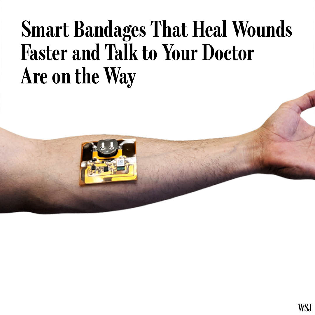 A new generation of smart bandages that could allow doctors to remotely monitor wounds, decrease scarring and speed up healing with a zap of light or electricity is on its way on.wsj.com/3Vmz0O8