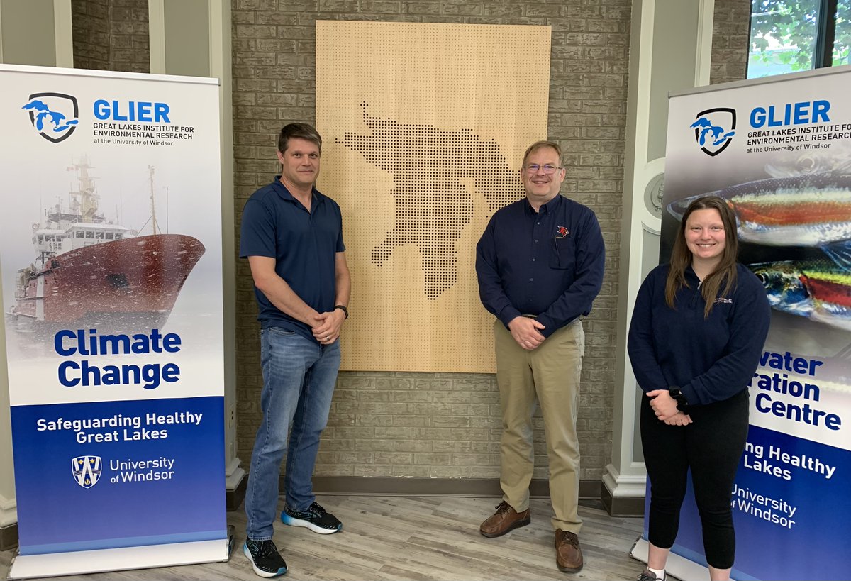 McKayGLIER's tweet image. A pleasure to host a visit @GLIERUWINDSOR by colleagues Art Martin, Dave Karpovich and Rebecca Bowen @SVSU who are looking to develop an aquatic field station on #SaginawBay.  Many challenges in common with #LakeStClair and  #LakeErie. #cyanoHABs