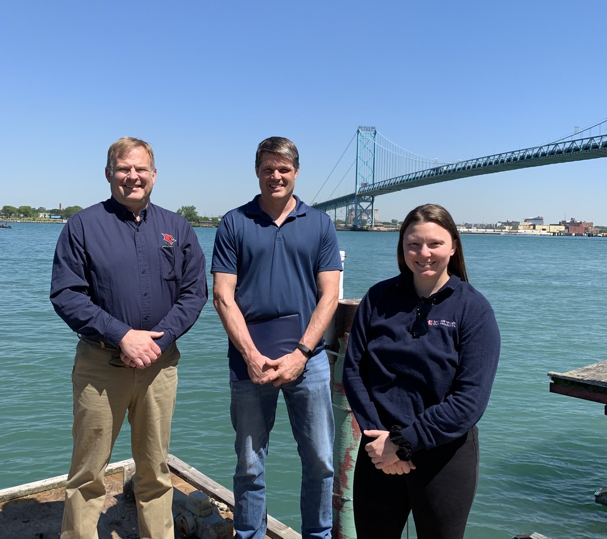 McKayGLIER's tweet image. A pleasure to host a visit @GLIERUWINDSOR by colleagues Art Martin, Dave Karpovich and Rebecca Bowen @SVSU who are looking to develop an aquatic field station on #SaginawBay.  Many challenges in common with #LakeStClair and  #LakeErie. #cyanoHABs