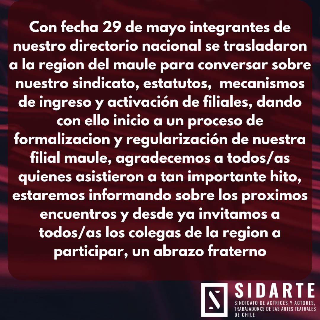 sidarte_chile's tweet photo. En proceso de activación Filial Maule #sidarte #sindicato #territorios https://t.co/LkudbGnF3J