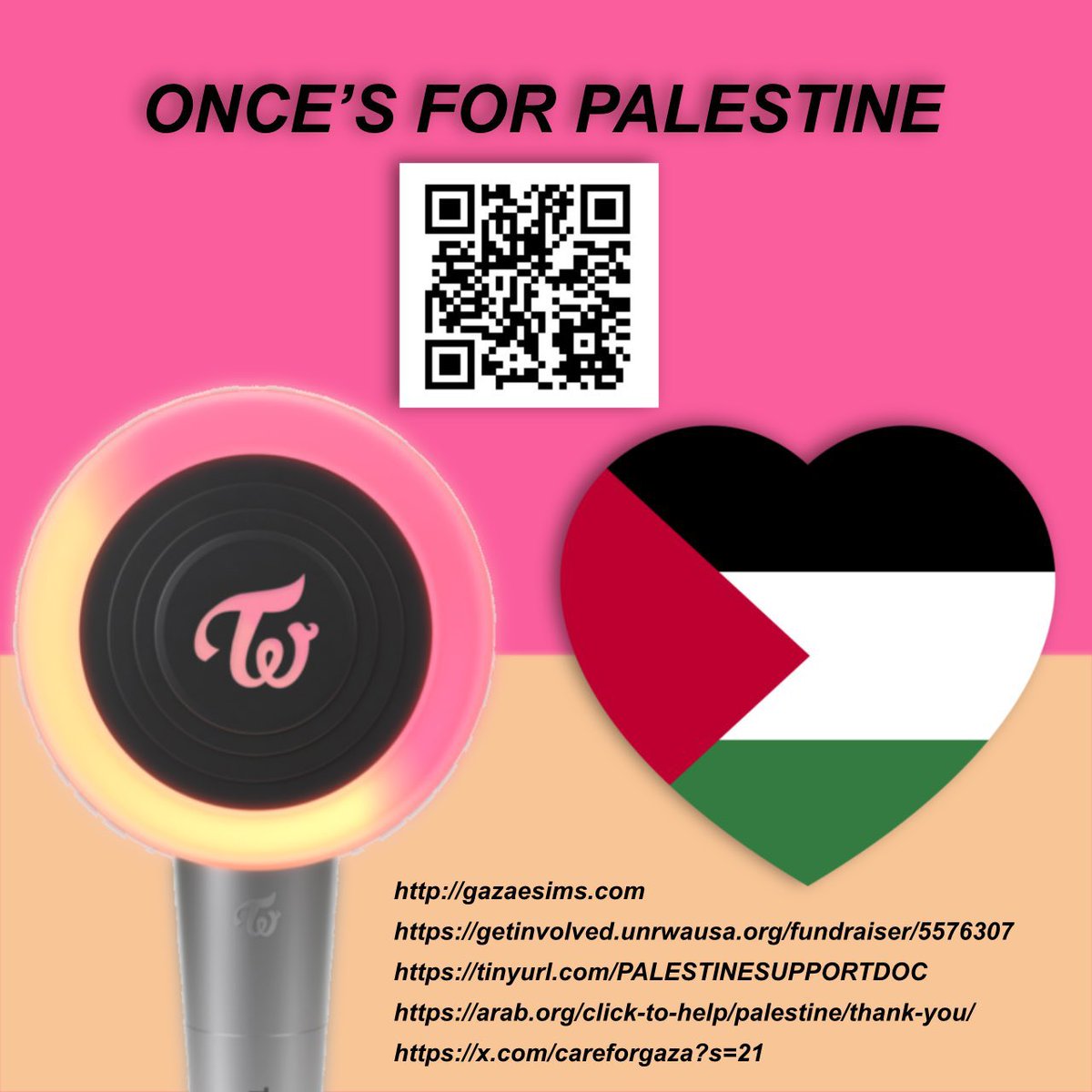 TwiceUSofficial's tweet photo. TWICE, as your fans we urge you to speak up about Palestine. As ONCEs, we know you have good hearts and your words can make a difference.

#TimeToTalkTwice 
#OncesForPalestine 
@JYPETWICE https://t.co/egTobodPTL