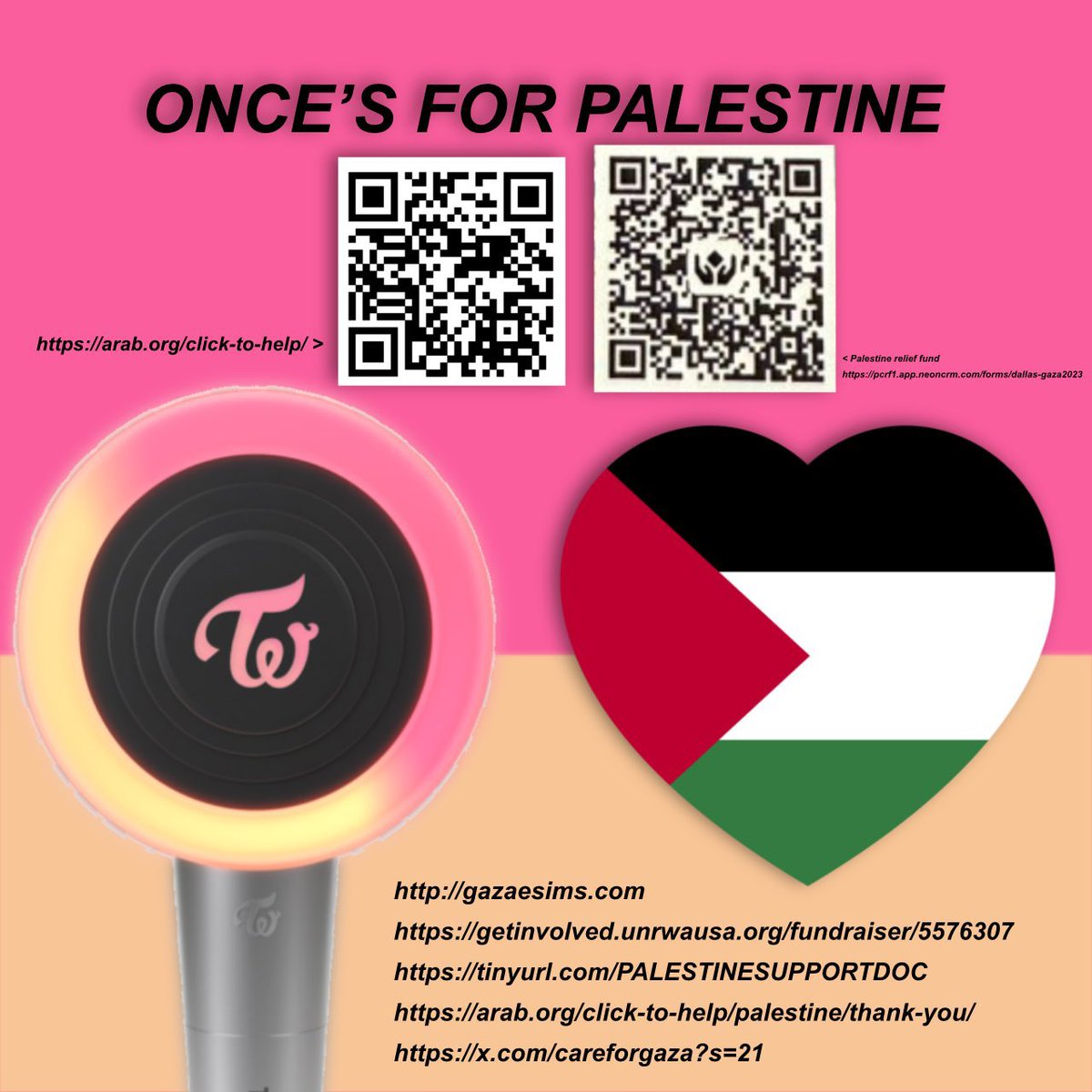 TwiceUSofficial's tweet photo. TWICE, as your fans we urge you to speak up about Palestine. As ONCEs, we know you have good hearts and your words can make a difference.

#TimeToTalkTwice 
#OncesForPalestine 
@JYPETWICE https://t.co/egTobodPTL