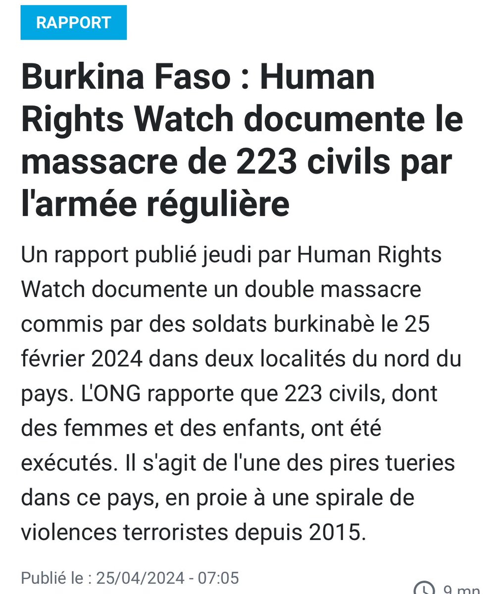 Qui est au courant ? Pas de chance pour ces 223 civils exécutés dont 56 enfants, Israël n’étant pas impliqué le monde entier s’en fout🤷🏻‍♂️ Et LFI ne convoquera pas ses fanatiques devant l’Ambassade du Burkina Faso